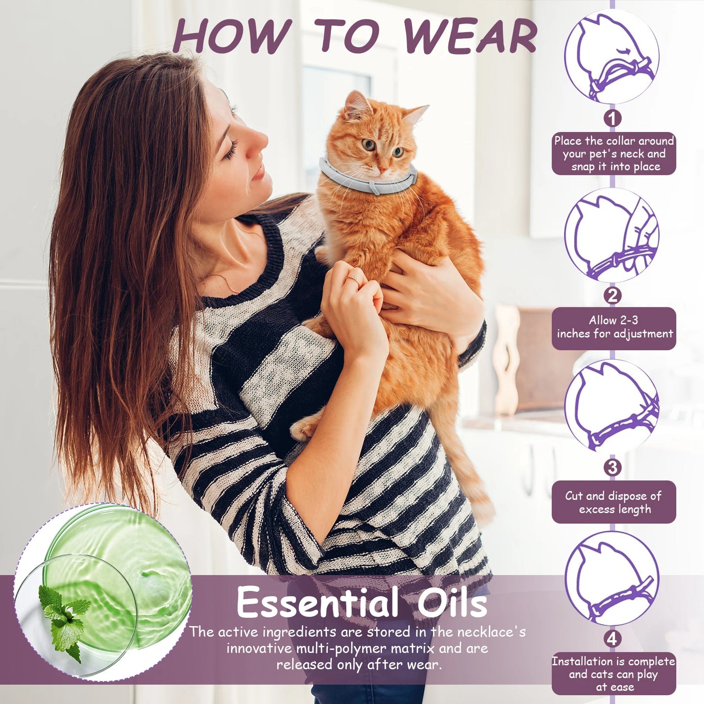 Cat Calming Collar Soothing Collar Anti-Anxiety Calming Pheromone Collar Comfort Cat Calm Collar for All Types of Cats