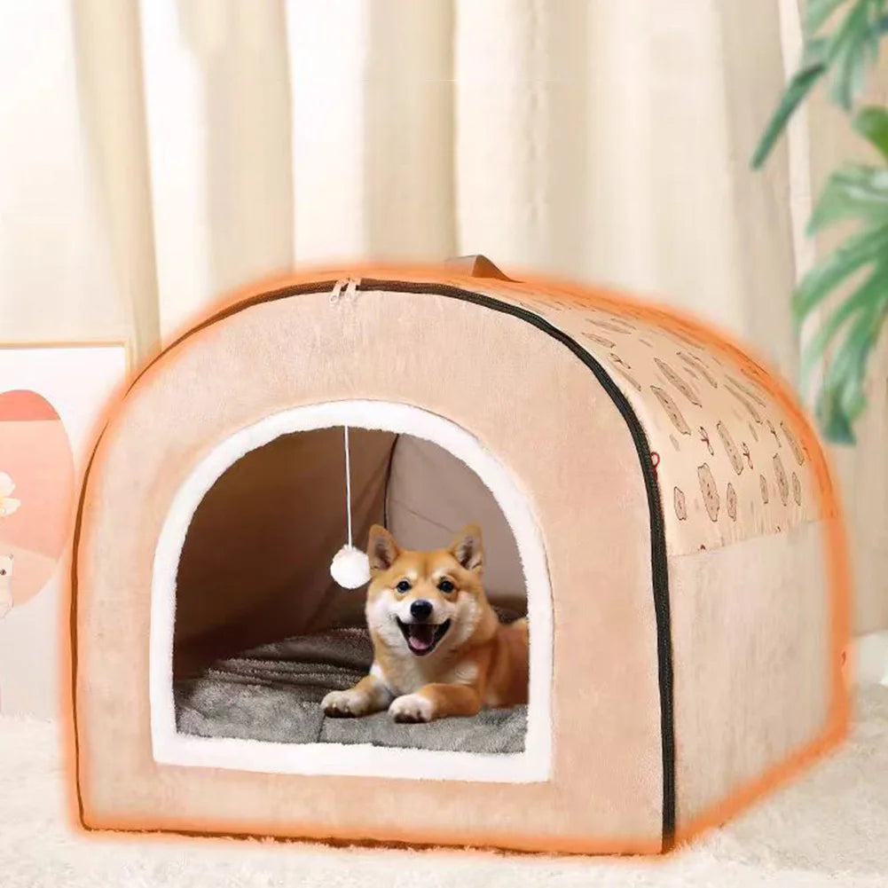 Dog Kennel Detachable Warm Winter Dog House Mat Washable Plush Cotton Puppy Shelter Winter Cat Bed Castle Dogs Cats Pet Supplies