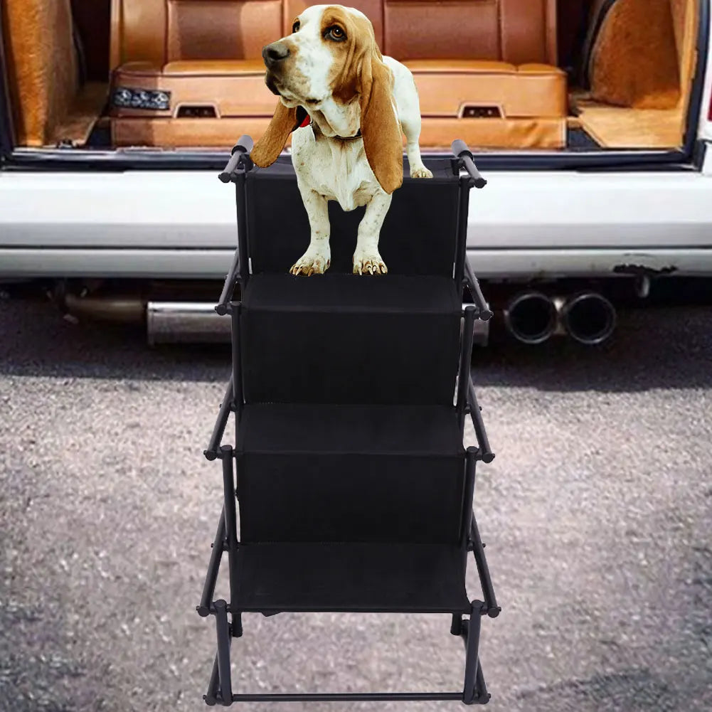 4 Steps Pet Ramp Foldable Dog Pet Ramp with Nonslip Surface Pet Ladder Dog Car Steps Folding Pet Stairs Ramp for Car