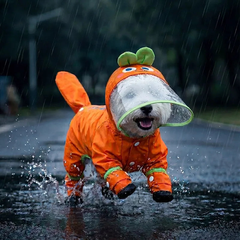 Reflective Portable Dog Rain Cloak Pet Cape Costume Cartoon Dog Hooded Raincoat Adjustable Waterproof Small Dog Clothes Walk