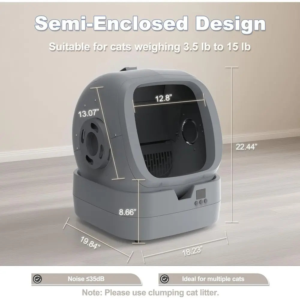 Automatic Cat Litter Box Sel Cleaning - APP Control - Weight Monitoring - Ultra-Quiet, Medium Cats and Kittens Litter Box, Sae A
