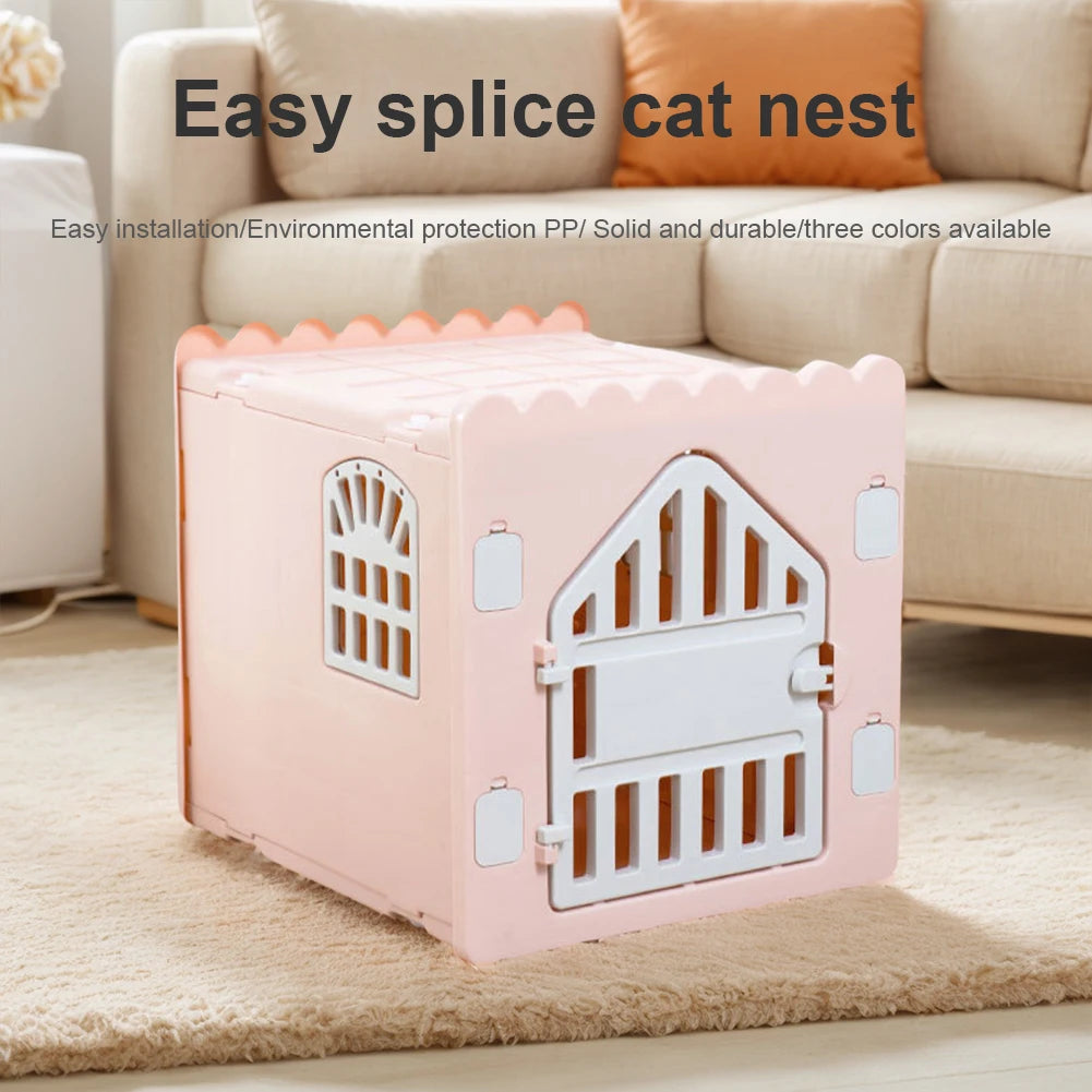 Plastic Feral Cat Shelter Stackable Pet Shelter for Cats with Escape Door Indoor Cat House for Outdoor Indoor