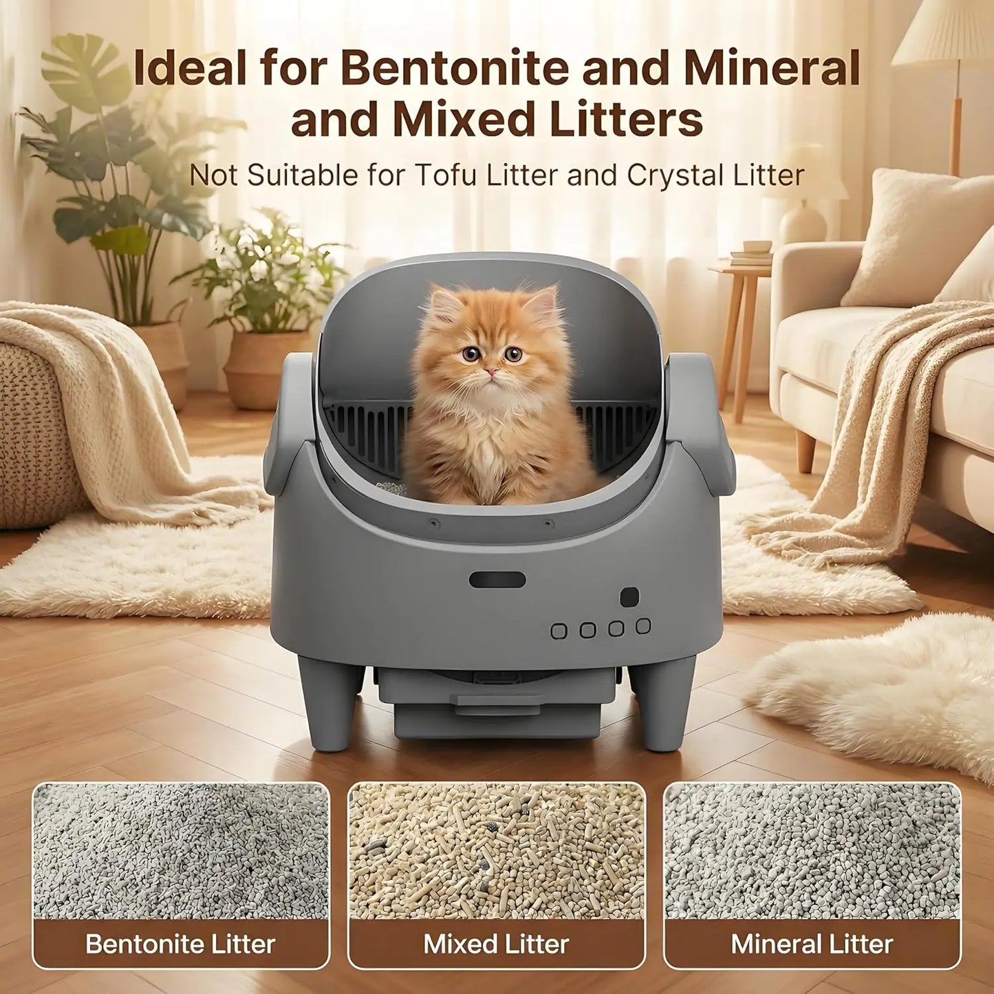 Smart Open Automatic Cat Litter Box 8L Self-Cleaning WiFi App Control Anti-Pinch Odor Removal Electric Pet Toilet