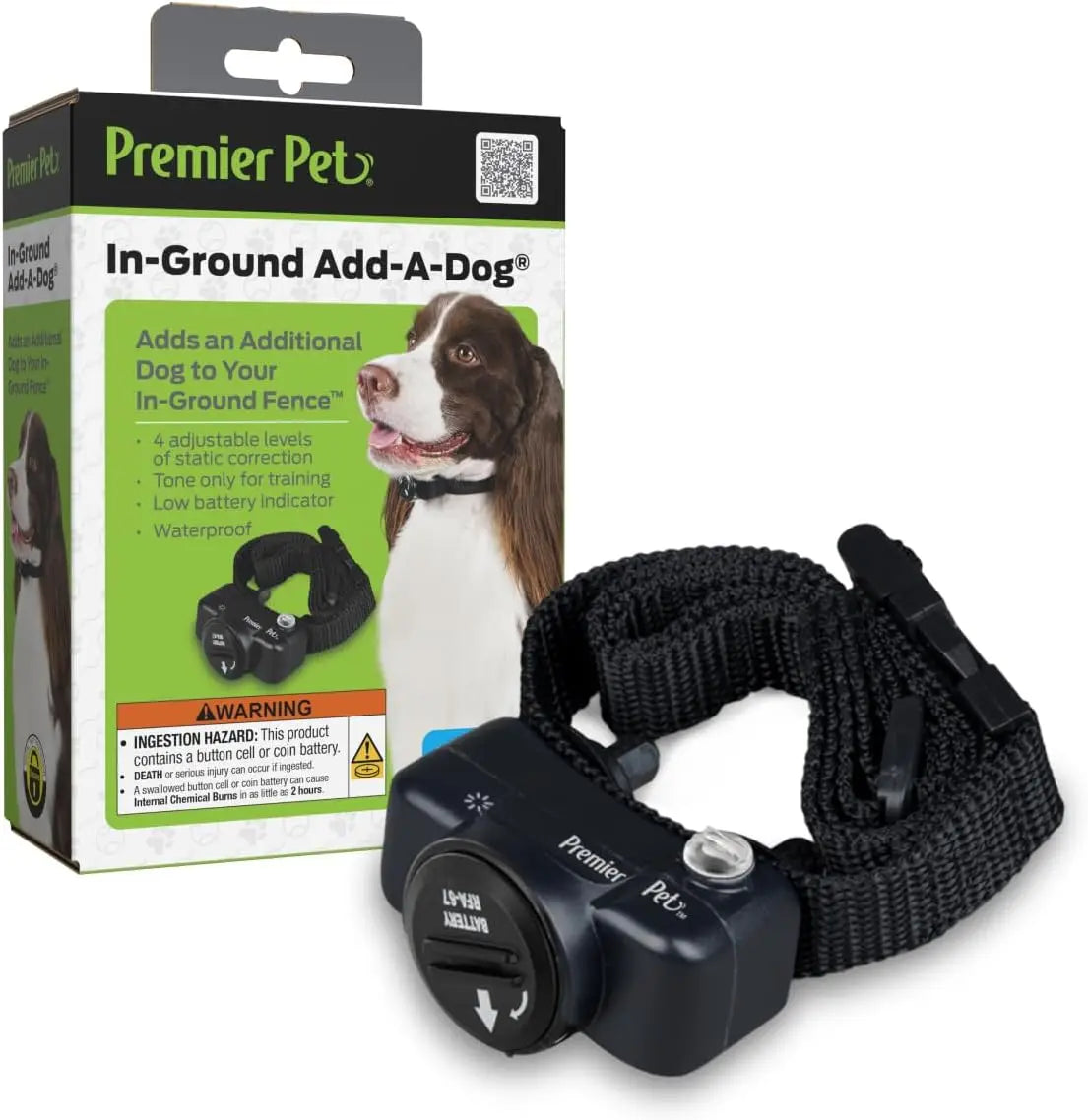 In-Ground Add-A-Dog Collar - Waterproof Receiver with Static Correction - Comfortable Nylon Strap - Dog Yard Safety