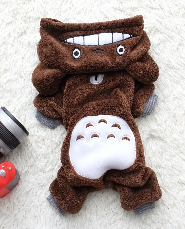 New Fluffy Warm Autumn Winter Four Legs Dog Cat Jumpsuit Cosplay Costume For Teddy Pomeranian Small Dogs Cats Pet Supplies