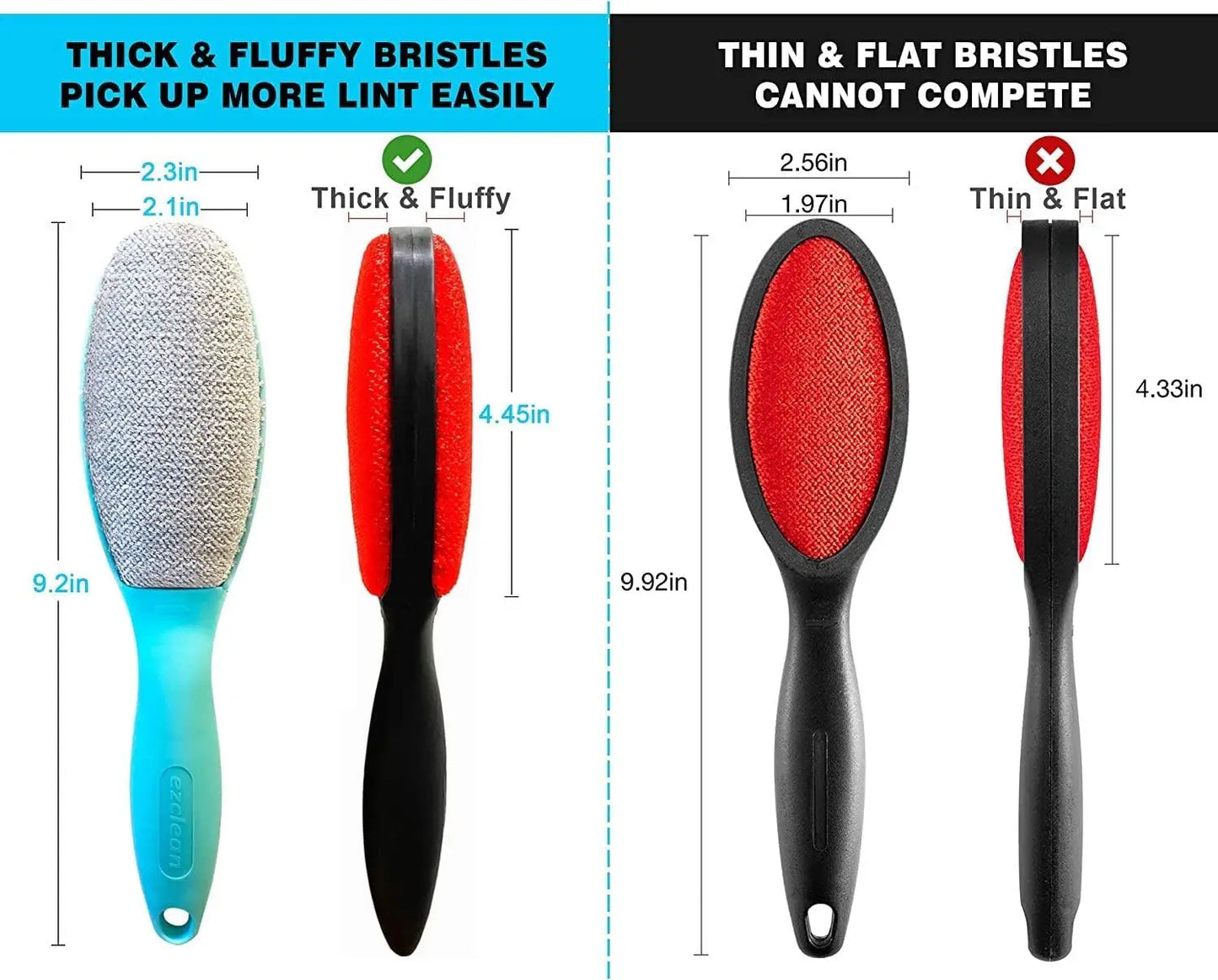 4-Pack Lint Brush Set for Clothes, Furniture & Pet Hair Removal - 2 Colors, Reusable Fabric Velvet Brushes