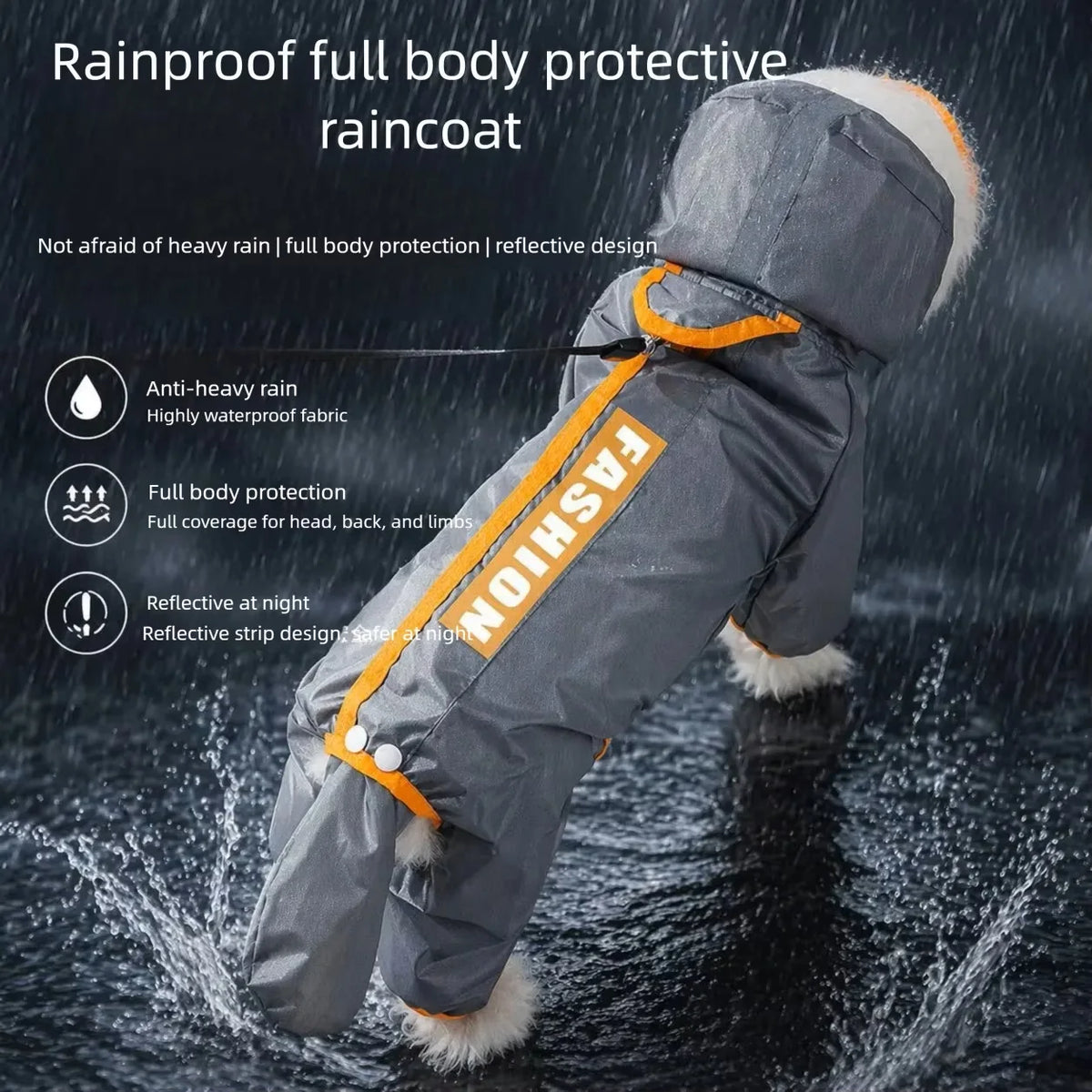 Reflective Portable Dog Rain Cloak Pet Cape Costume Cartoon Dog Hooded Raincoat Adjustable Waterproof Small Dog Clothes Walk