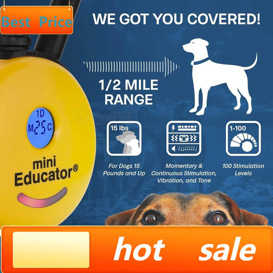 hot-sellingET-300 Mini E Collar for Dog Training with Remote - 1/2 Mile Range, Waterproof, 100 Blunt Stimulation Levels, Tone or