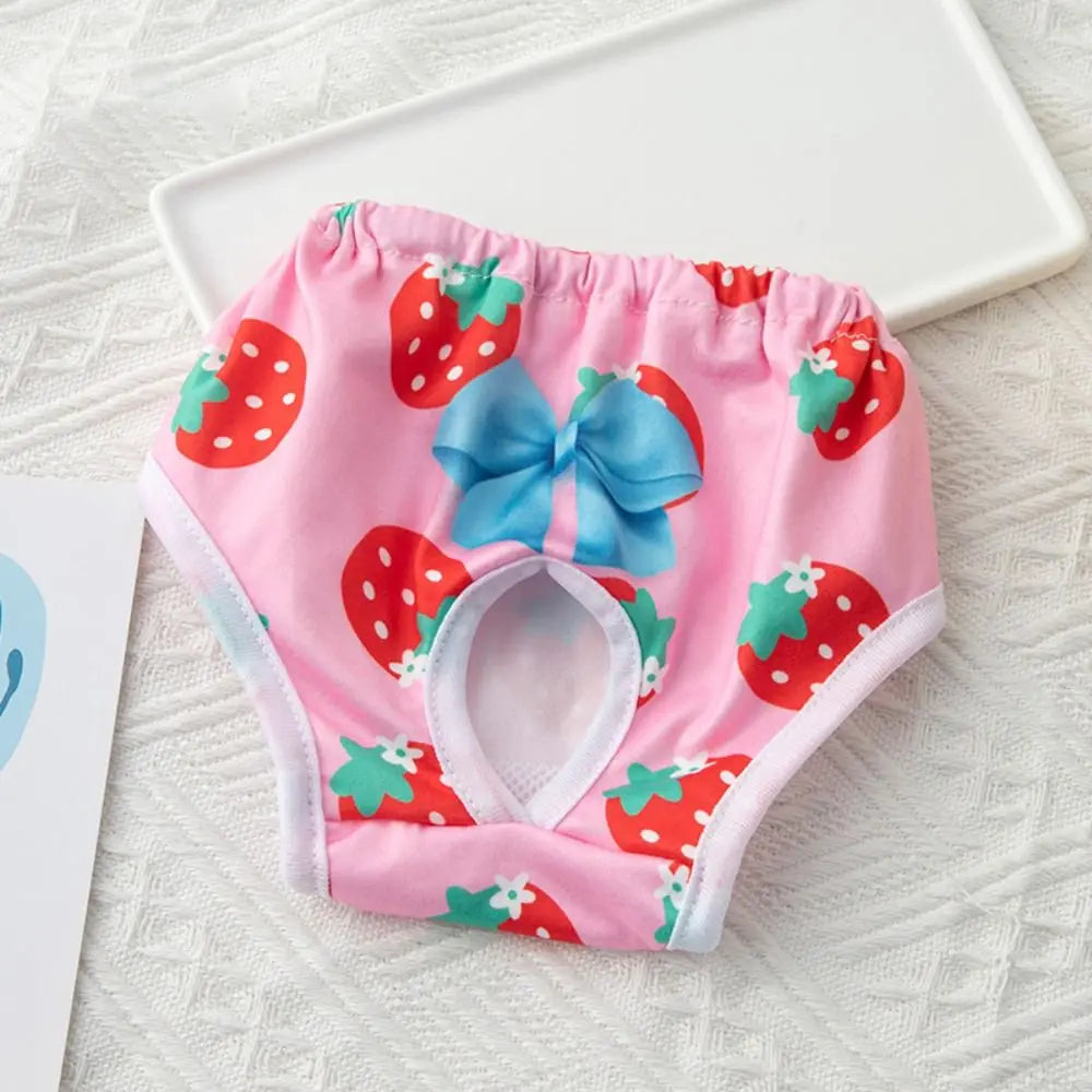 Washable Dog Physiological Pants Cartoon Print Leakproof Dog Menstrual Pants Breathable Cute Pet Diaper Portable Pet Supplies