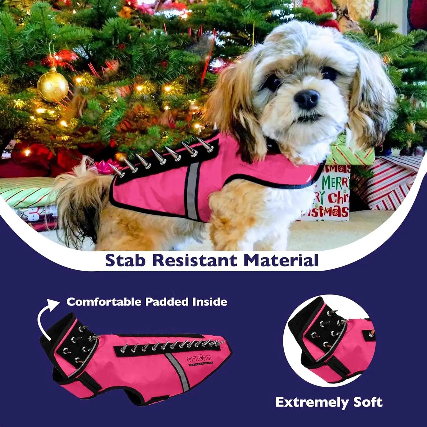 SpikeVest Dog Harness Vest for Small Dogs, Reflective Dog Vest with Spikes to Shield Your pet from Coyotes, Raptor and Animal At