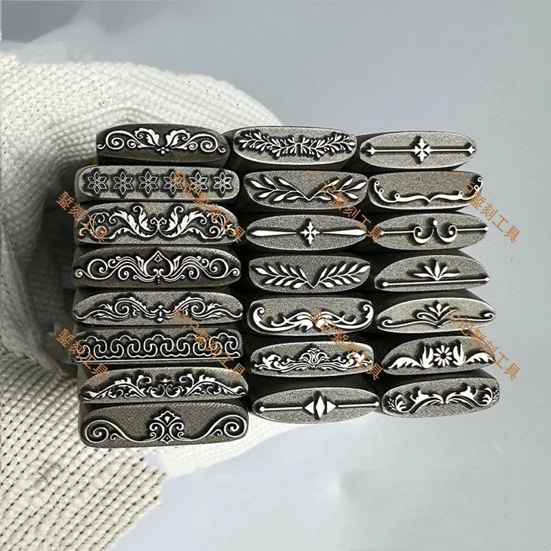 Jewelry Stamps Auspicious Pattern Jewelry Steel Stamps Gold and Silver Bracelet Engraving Dies Gold-Making Tools