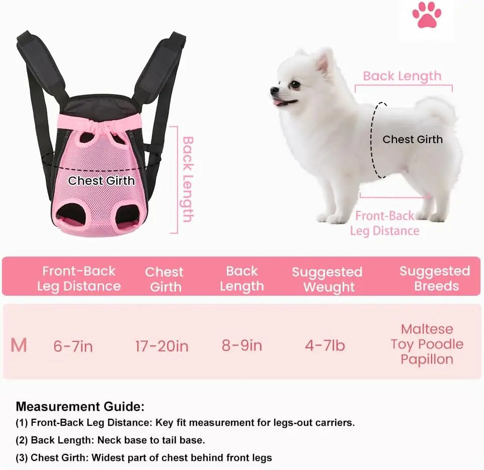 Pet Front Carrier for Small Dogs & Cats, Breathable Legs-Out Design for Cycling, Walking & Travel, Adjustable Hands-Free