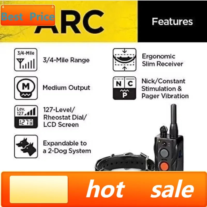 hot-sellingARC Slim Ergonomic 3/4-Mile Remote Dog Training E-Collar with 127-Level Precise Control via LCD Screen