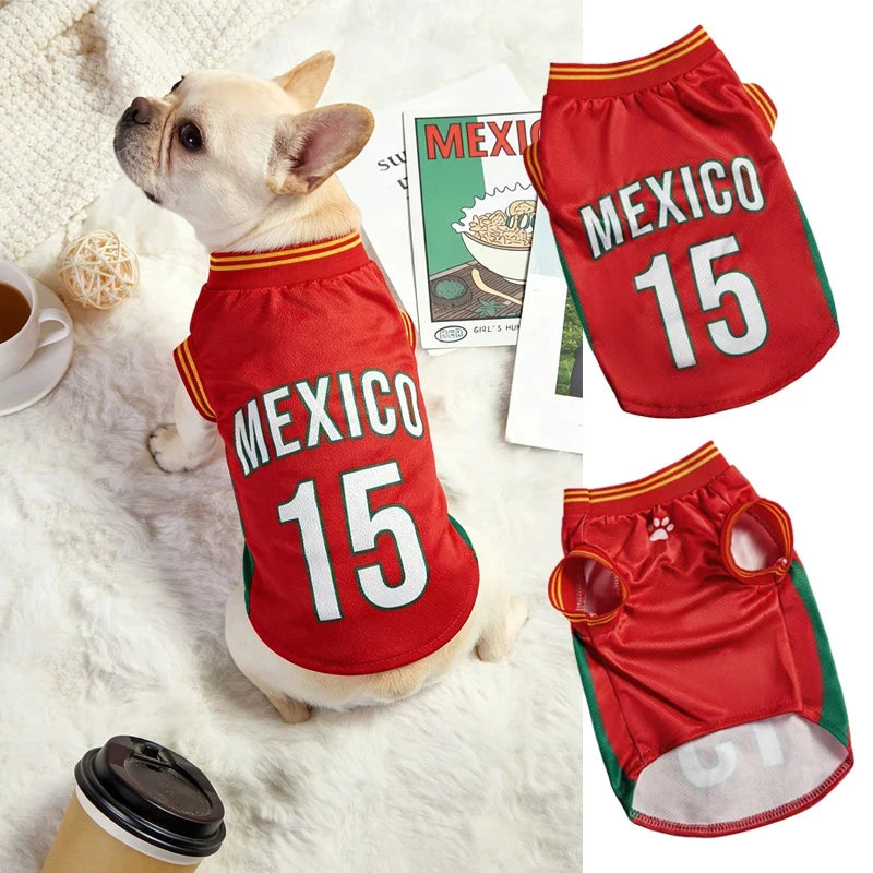2026 Soccer Cat Dog Football Breathable Mesh Jersey Puppy Dog Jersey Basketball T-Shirts Summer Pet Clothes Quick Dry Vest