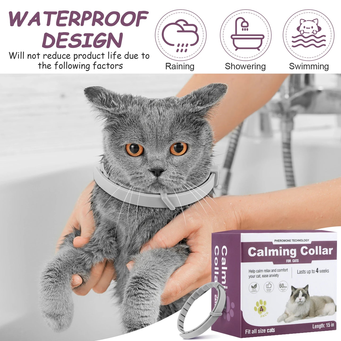 Cat Calming Collar Soothing Collar Anti-Anxiety Calming Pheromone Collar Comfort Cat Calm Collar for All Types of Cats