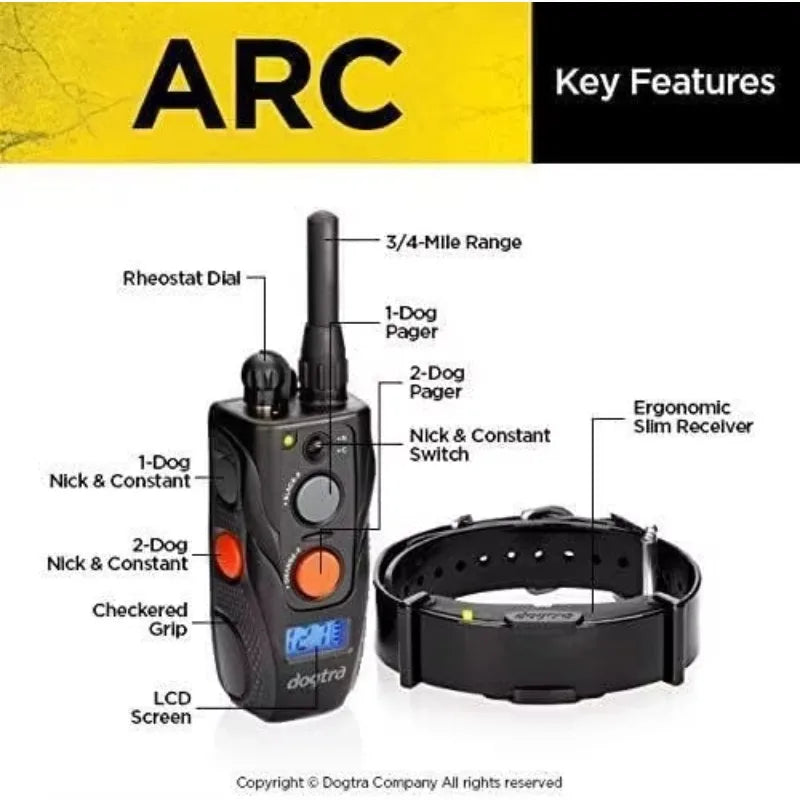 hot-sellingARC Slim Ergonomic 3/4-Mile Remote Dog Training E-Collar with 127-Level Precise Control via LCD Screen