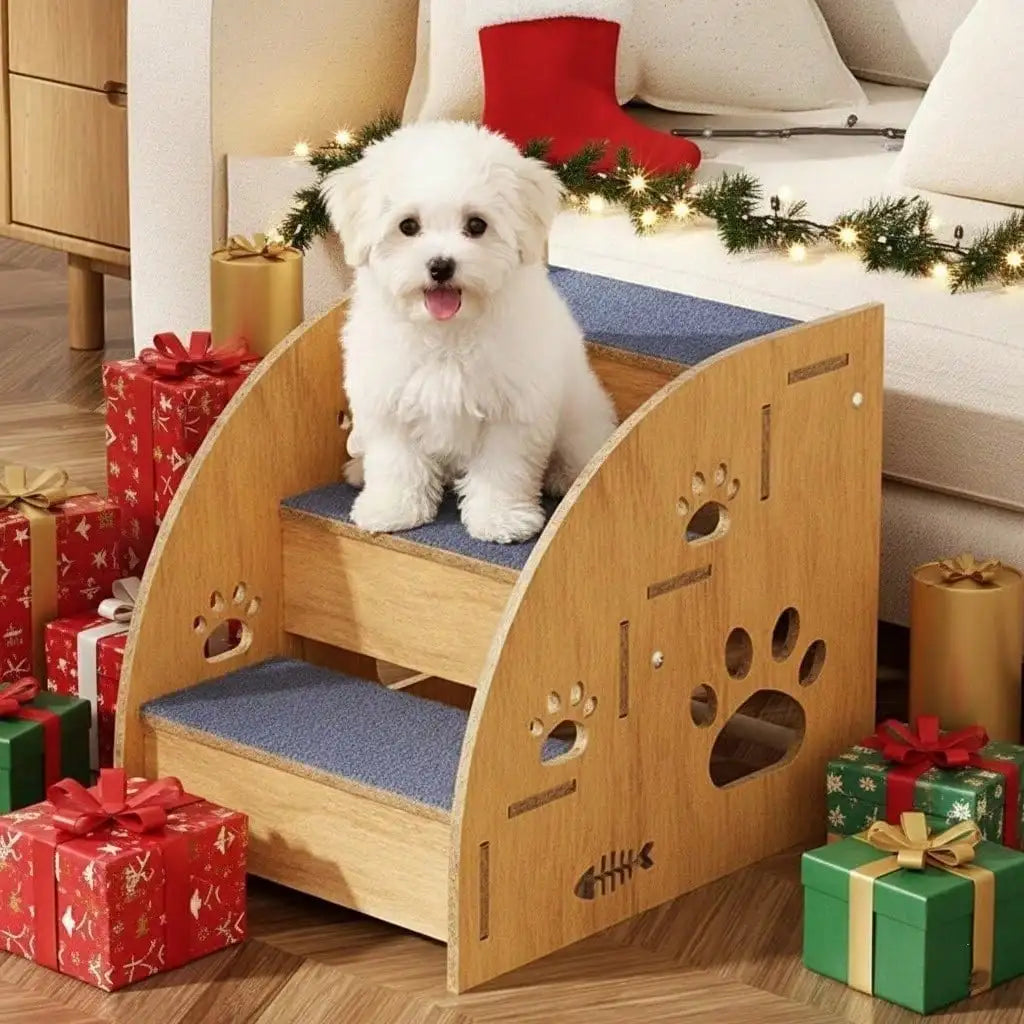 Sturdy Wooden Dog Stairs For High Beds, Heavy Duty Pet Steps Ramp For Small To Medium Dogs, Holds Up To [Insert Weight