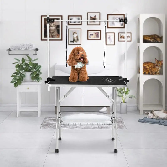 36 Inch Proional Adjustable Pet Grooming Table Heavy Duty with Arm Noose & Mesh Tray or Dog Cat Shower Table Maximum acity Up to