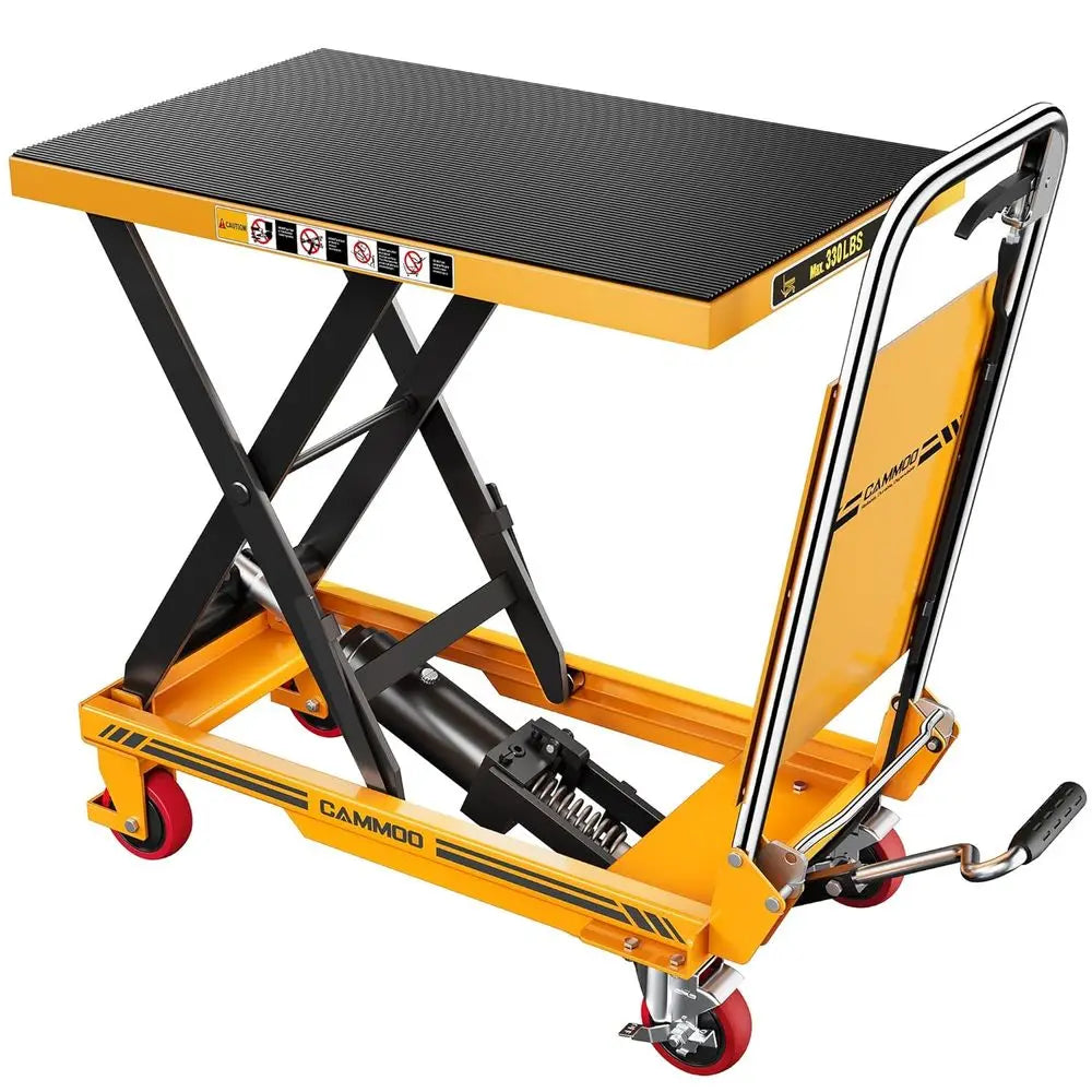 Foldable Hydraulic Lift Table Cart, 330lbs Capacity, 28.5" Lifting Height, Single Scissor Lift with Non-Slip Pad & Thickened Sci