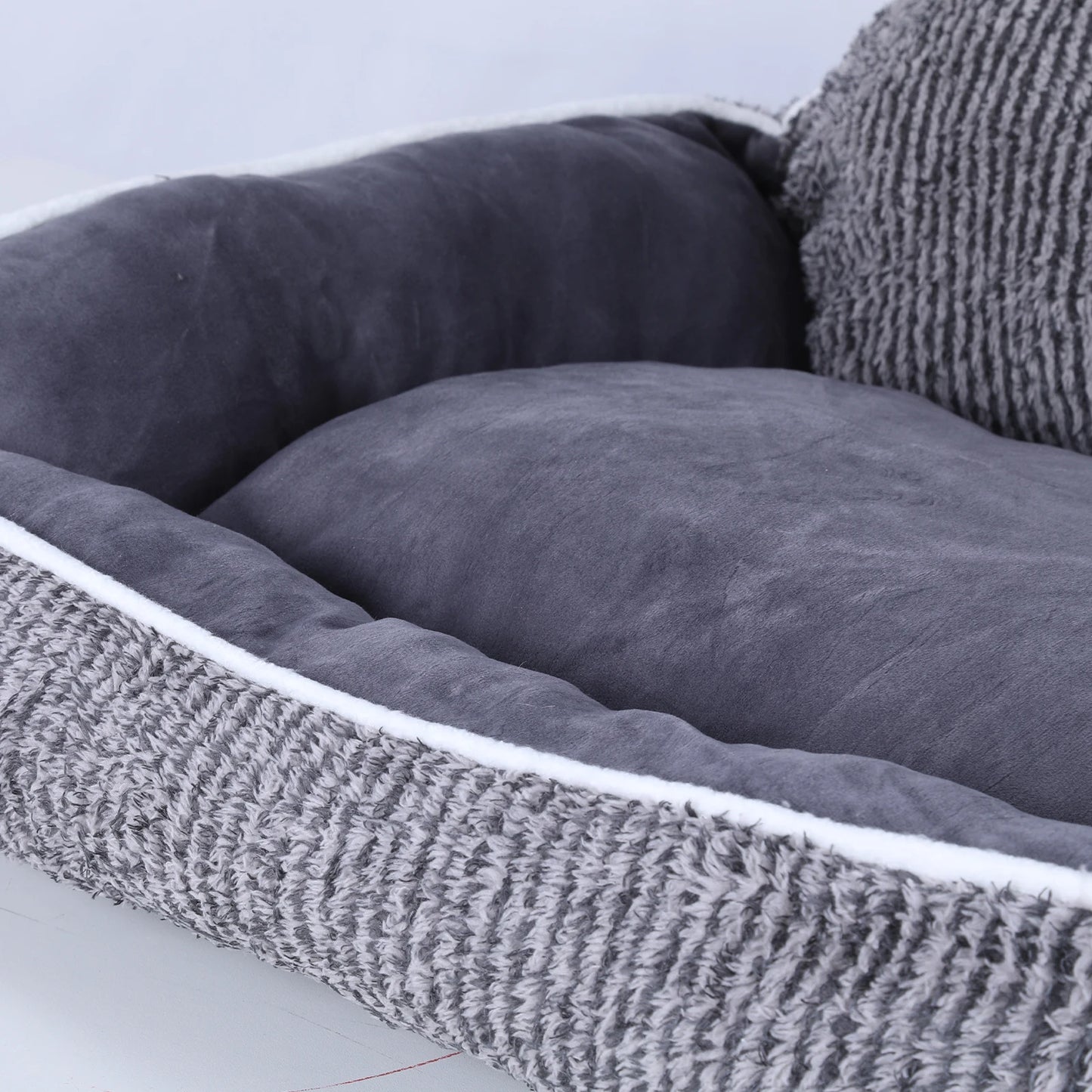 Striped Pets Cat Sleep Bed Pet Kennel Cushion Bed for Dog Cat Sofa Ergonomic Shell-Shaped Backrest Washable for Puppy Sleeping