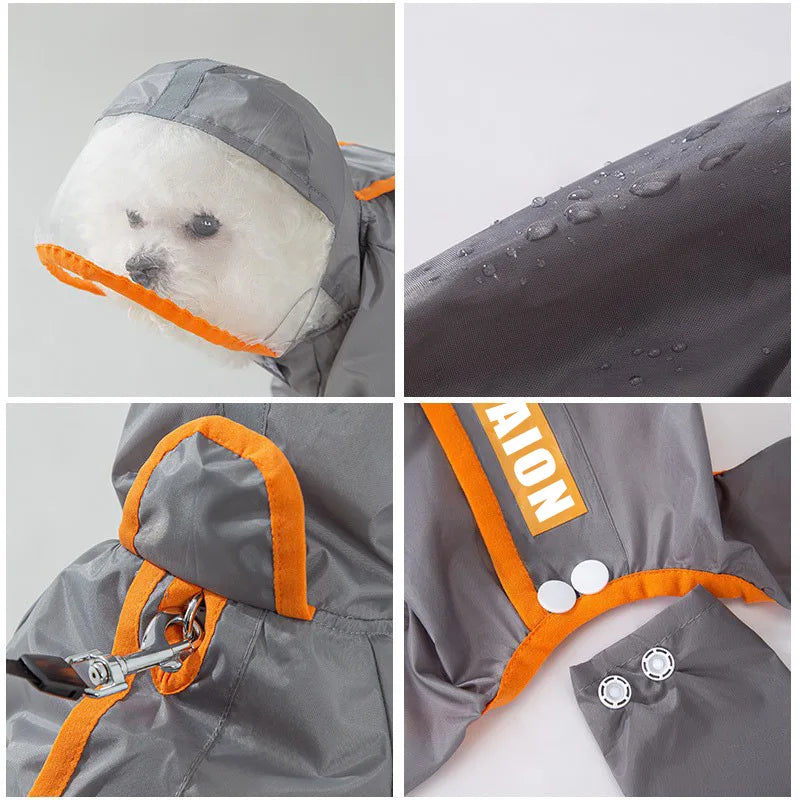 Reflective Portable Dog Rain Cloak Pet Cape Costume Cartoon Dog Hooded Raincoat Adjustable Waterproof Small Dog Clothes Walk