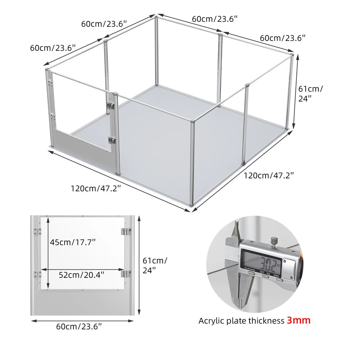 Unique Clear Acrylic Pet Playpen Dog Whelping Pen Rabbit Cage with Waterproof Floor Pad for Guinea Pigs Hedgehogs Hamsters