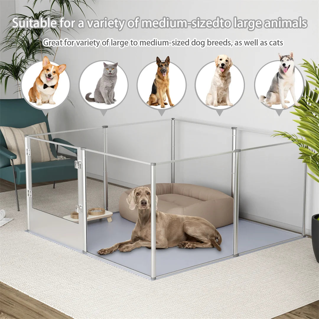 Unique Clear Acrylic Pet Playpen Dog Whelping Pen Rabbit Cage with Waterproof Floor Pad for Guinea Pigs Hedgehogs Hamsters