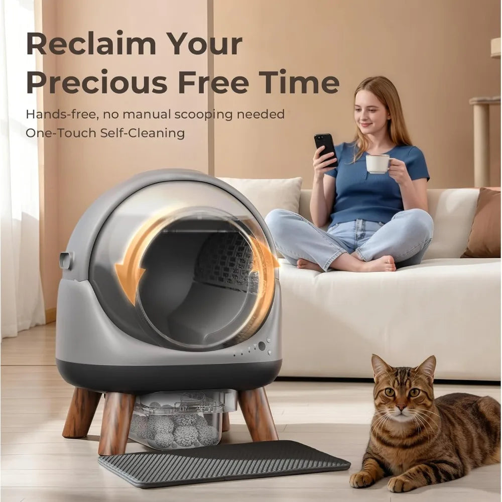 Automatic Litter Box with App Control, Self Cleaning Cat Litter Box Easy Clean Disassembly,Suitable for Medium Cats，Customized