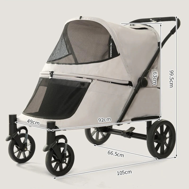 Medium Large Dog Strollers with Climbing Ramp Foldable Pet Stroller Cat Luxury Designer Outdoor Dog Trolley Wheels Pets Supplies