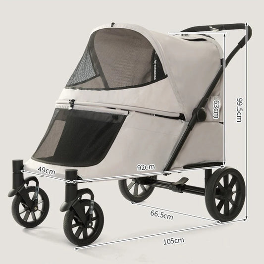 Medium Large Dog Strollers with Climbing Ramp Foldable Pet Stroller Cat Luxury Designer Outdoor Dog Trolley Wheels Pets Supplies
