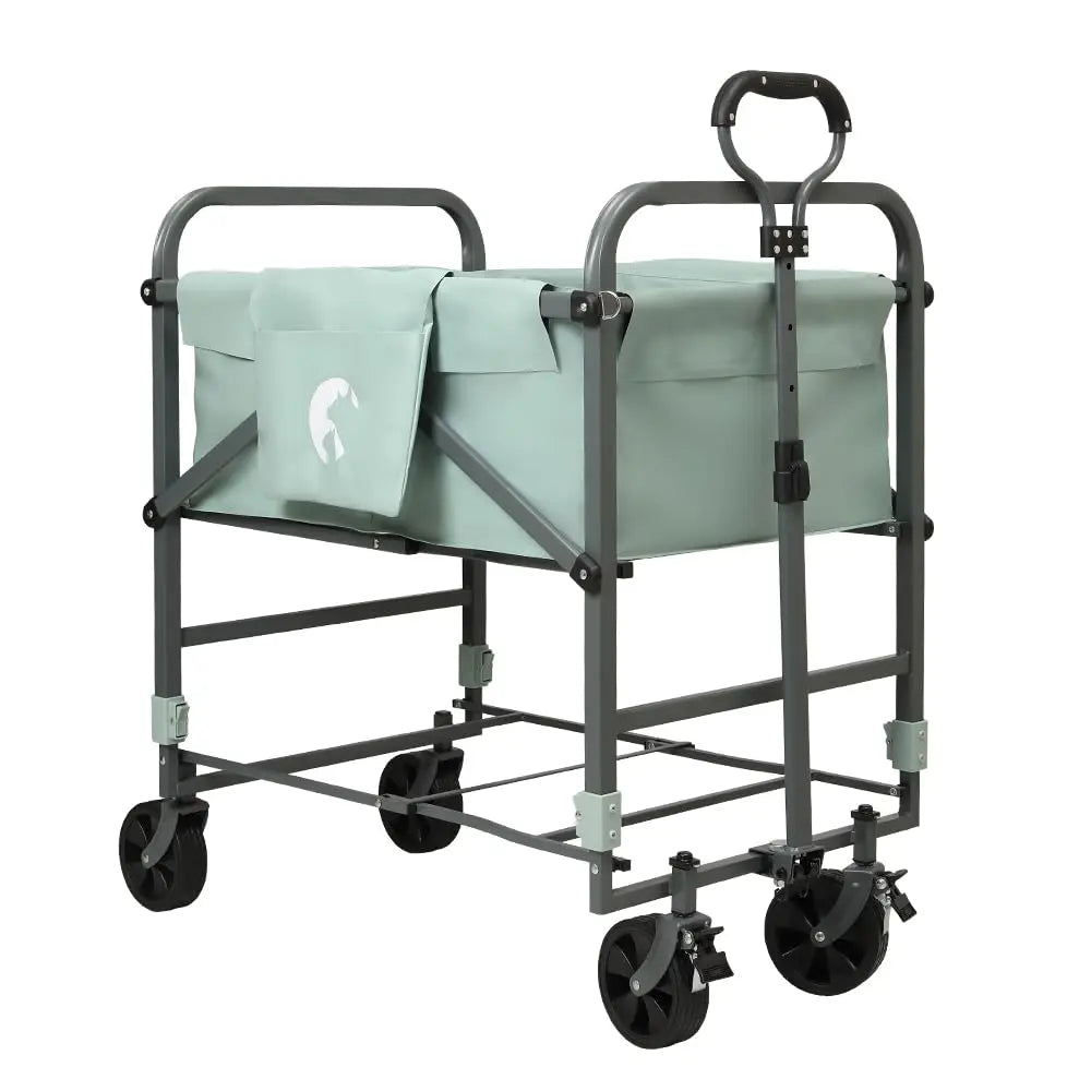 Folding Dog Bath Tub for Small & Medium Dogs , Portable Pet Washing Station with 4-Level Adjustable Height, 360° Swivel Wheels, Indoor/Outdoor Shower Grooming Cart