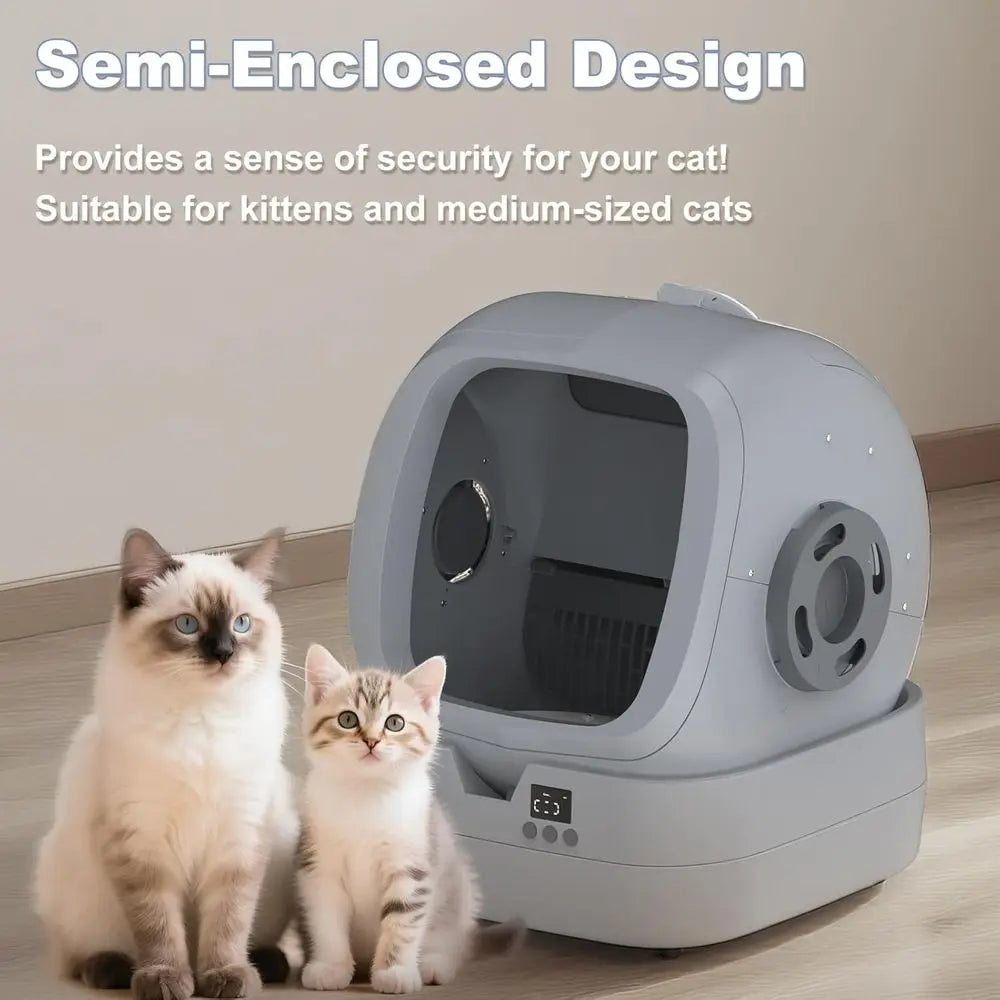 Automatic Cat Litter Box Sel Cleaning - APP Control - Weight Monitoring - Ultra-Quiet, Medium Cats and Kittens Litter Box, Sae A