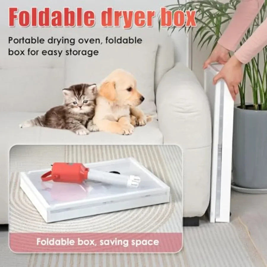 Automatic Pet Dryer Box for Cats and Small Dogs 85L Foldable Design with Timed Operation Noise Reduction Technology and Thermos
