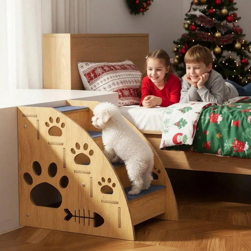 Sturdy Wooden Dog Stairs For High Beds, Heavy Duty Pet Steps Ramp For Small To Medium Dogs, Holds Up To [Insert Weight