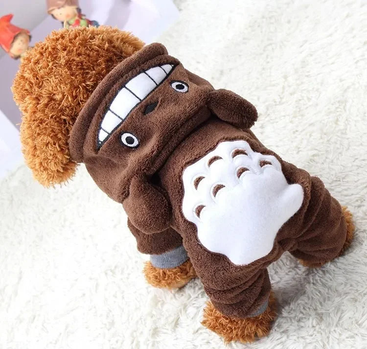 New Fluffy Warm Autumn Winter Four Legs Dog Cat Jumpsuit Cosplay Costume For Teddy Pomeranian Small Dogs Cats Pet Supplies