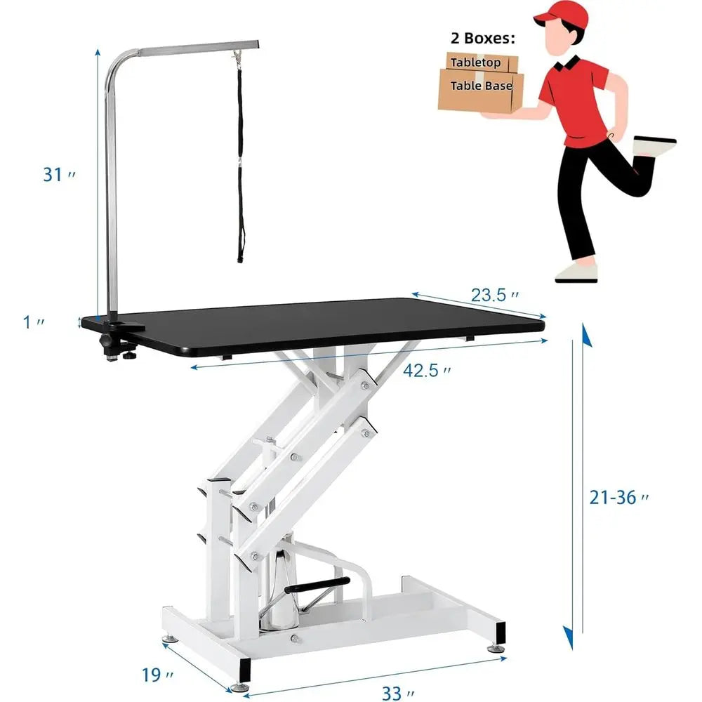 Hydraulic Dog Pet Grooming Table, 42 Inch Heavy Duty Proional Pet Grooming Station 21'' -36'' Height Adjustable or Small Medium