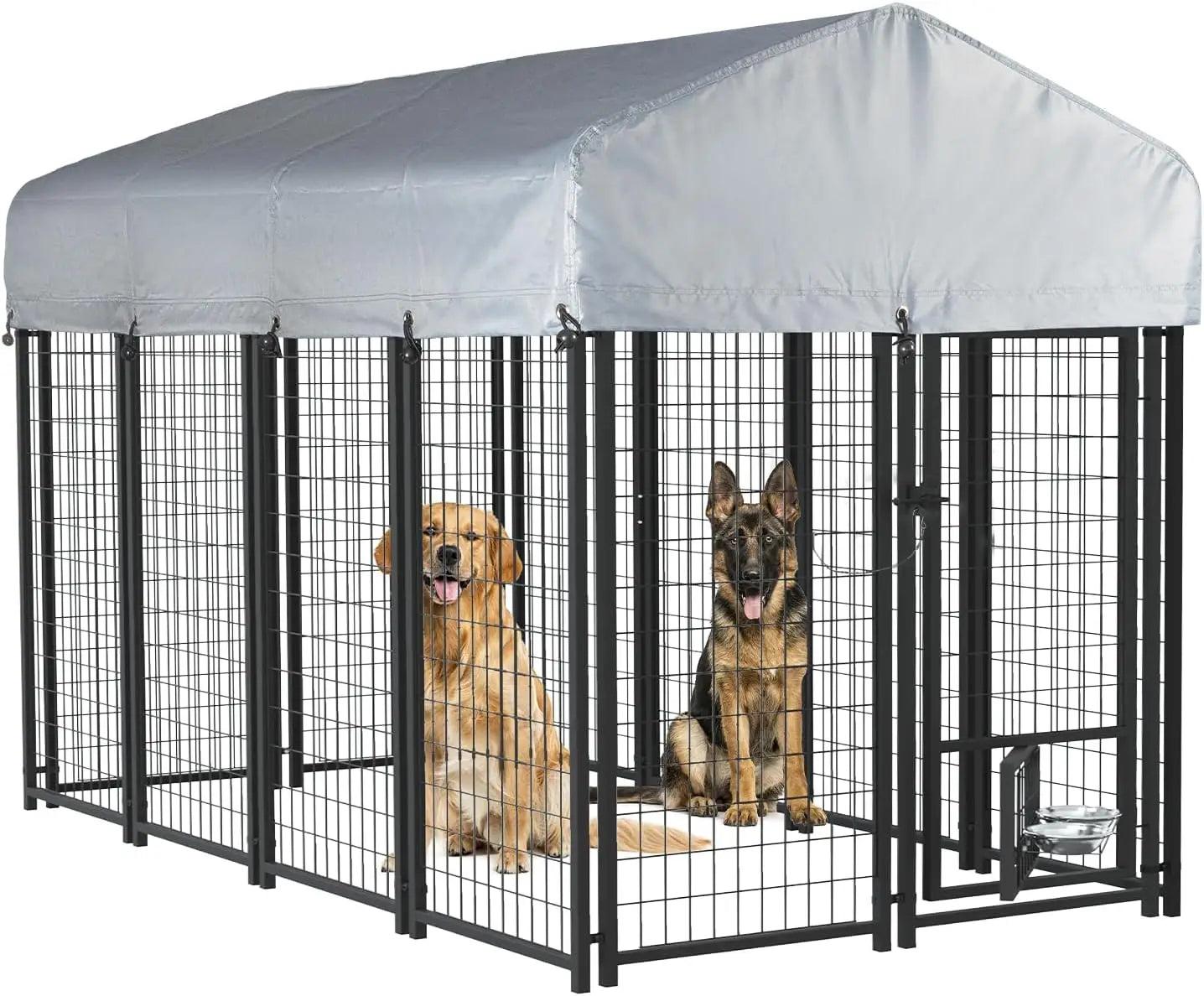 Heavy Duty Large Outdoor Dog Kennel , Escape-Proof Dog Run with Double-Latch Gate, Heat Dissipation Sunshade Cover ，Customized