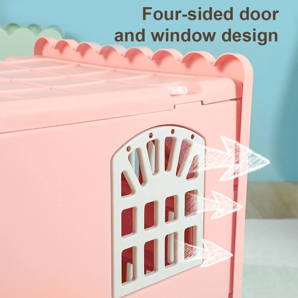 Plastic Feral Cat Shelter Stackable Pet Shelter for Cats with Escape Door Indoor Cat House for Outdoor Indoor