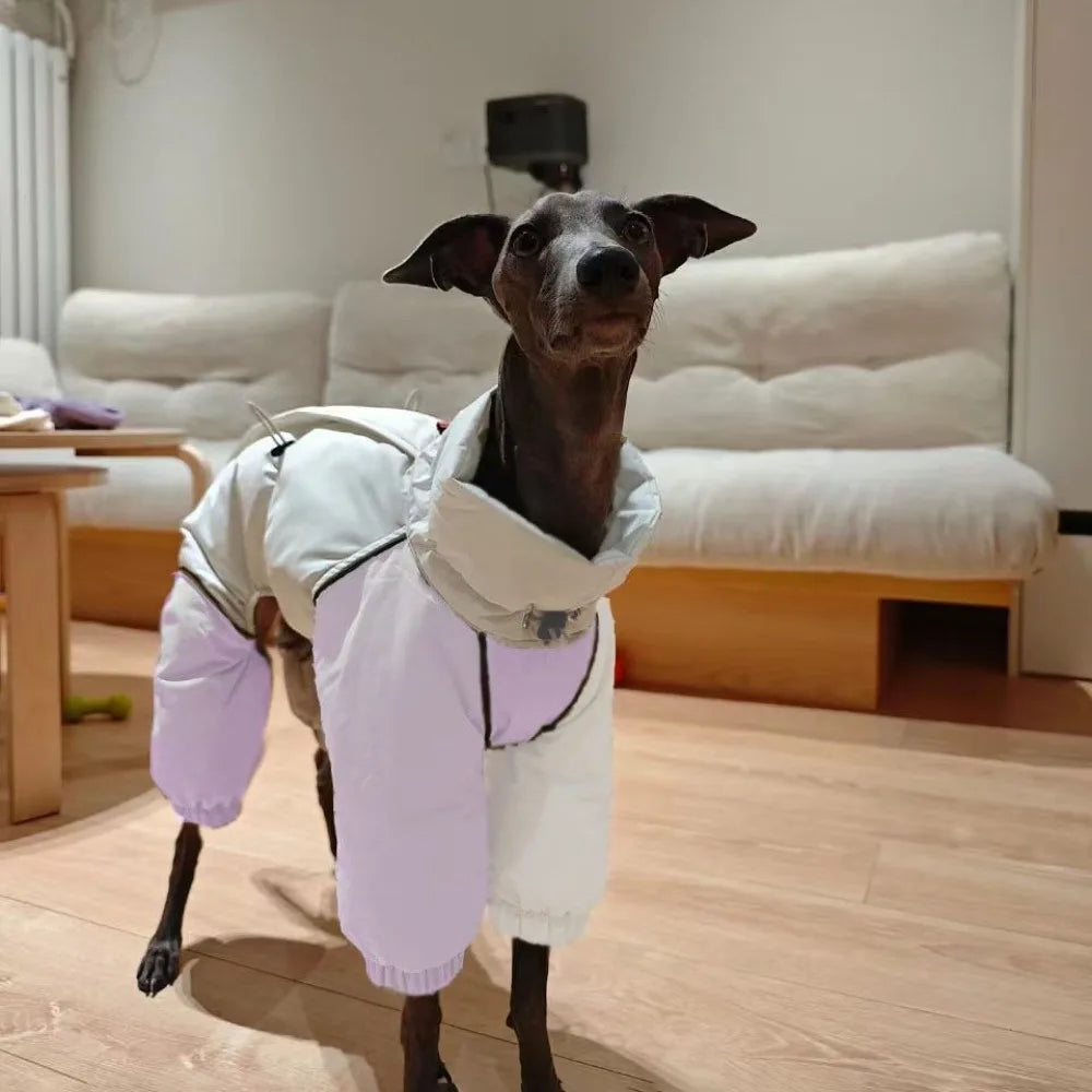 Thicken Dog Windproof Jackets,Warm Dogs Pajamas Jumpsuit,Winter Pet Clothes Greyhound Whippet Outfit,Cold Weather Puppy Rompers