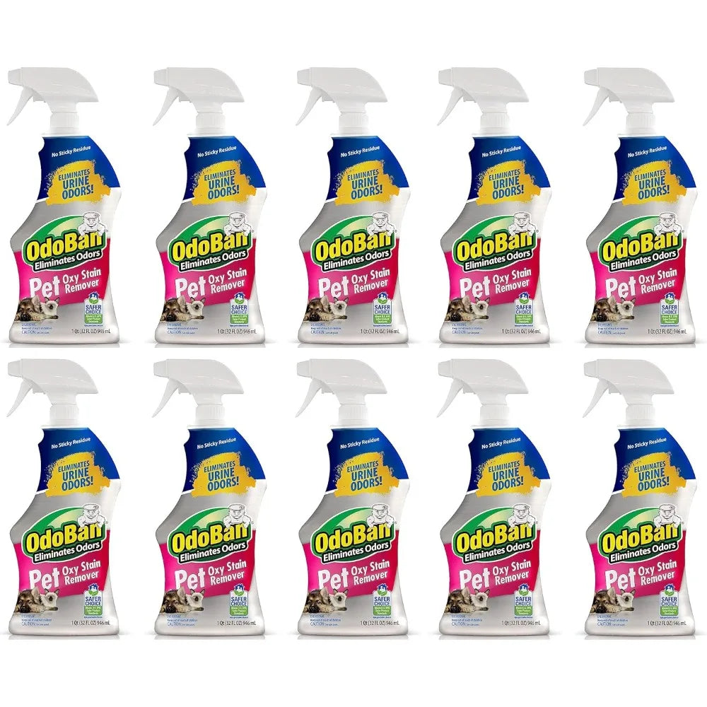 Pet Solutions Oxy Stain Remover, Pet Stain Eliminator, Made in the USA, 10-Pack, 32 Ounce Spray Each
