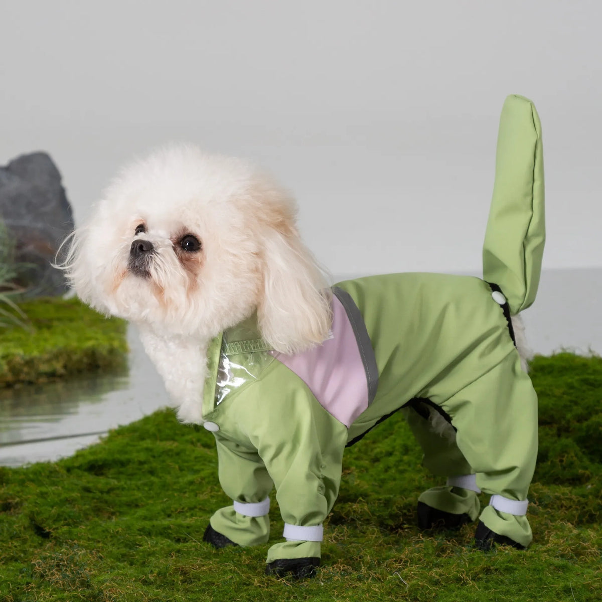 Reflective Portable Dog Rain Cloak Pet Cape Costume Cartoon Dog Hooded Raincoat Adjustable Waterproof Small Dog Clothes Walk