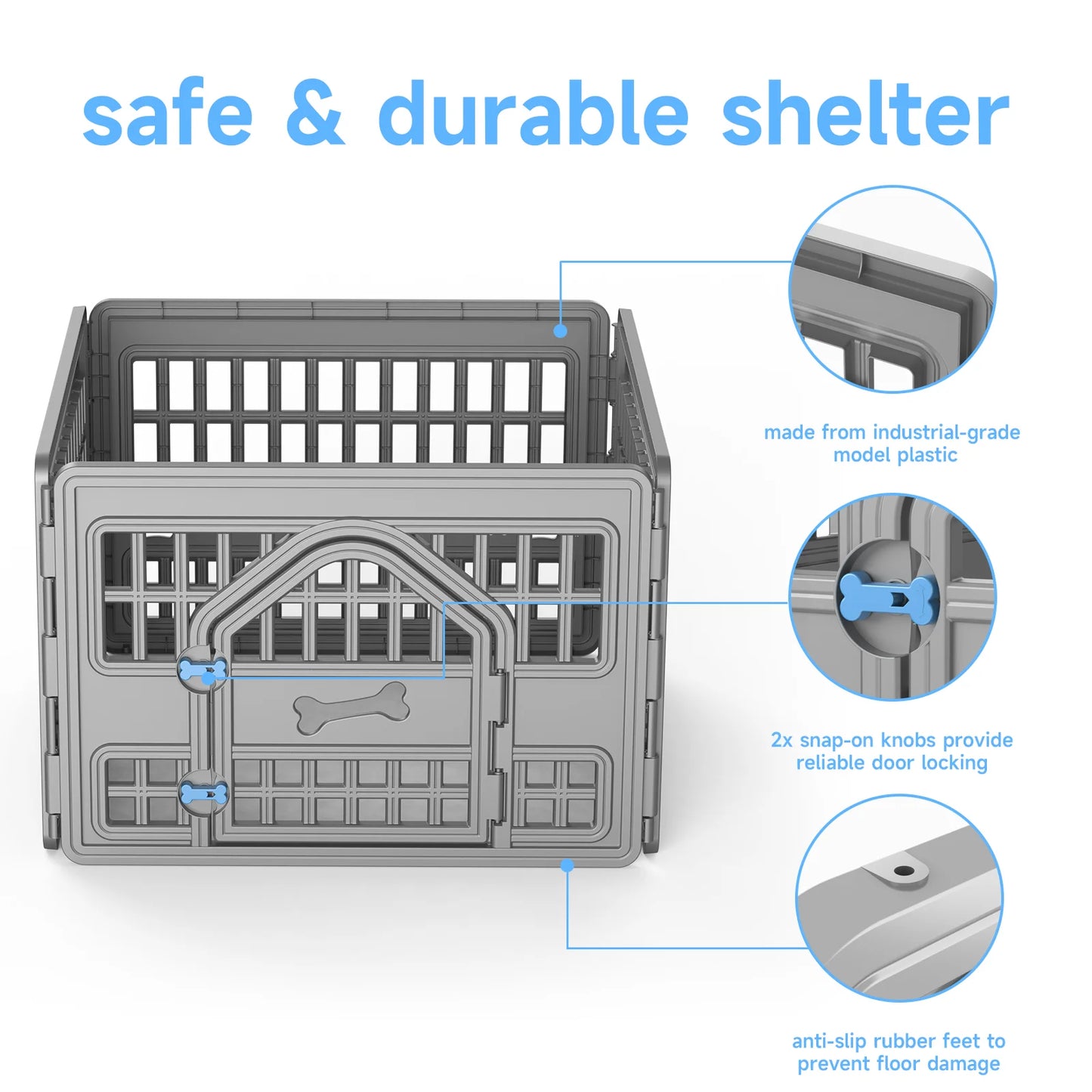 4 Panels Plastic Pet Playpen Indoor Outdoor Dog Fence, Foldable Puppy Exercise Pen for Small Medium Pets