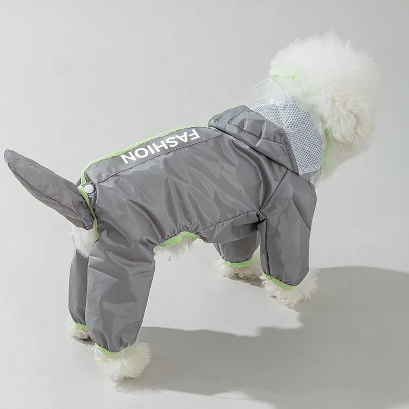 Reflective Portable Dog Rain Cloak Pet Cape Costume Cartoon Dog Hooded Raincoat Adjustable Waterproof Small Dog Clothes Walk