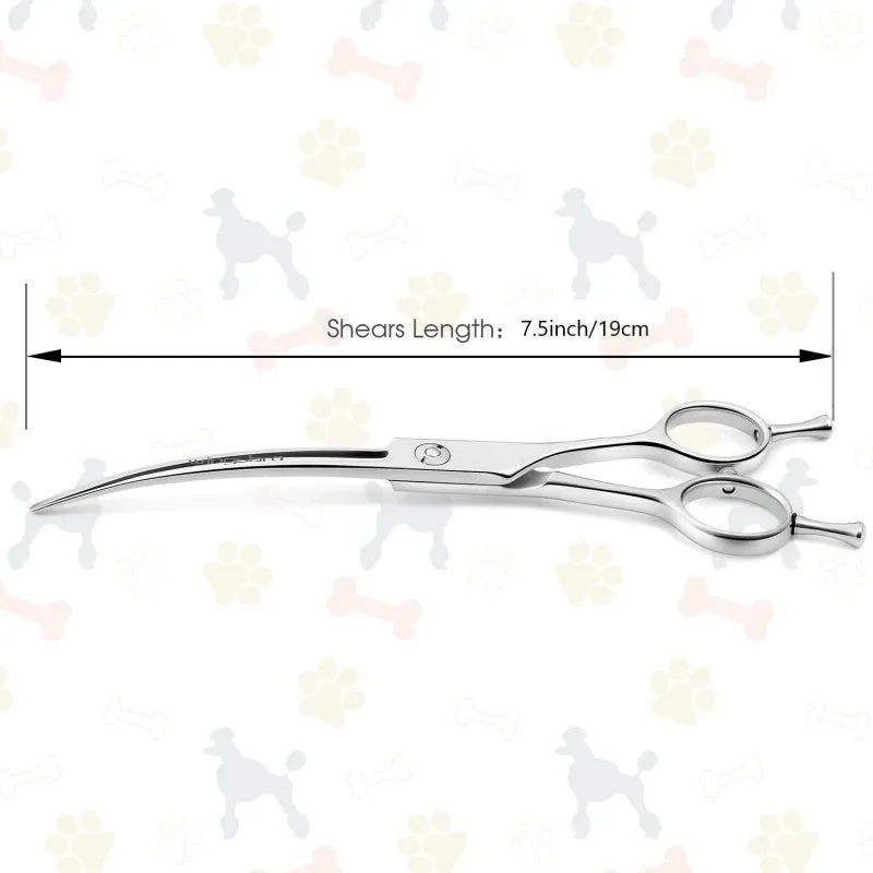 7.5" Curved Dog Grooming Scissors , Professional Pet Curved Scissors Dog Scissors Cat Curved Scissors