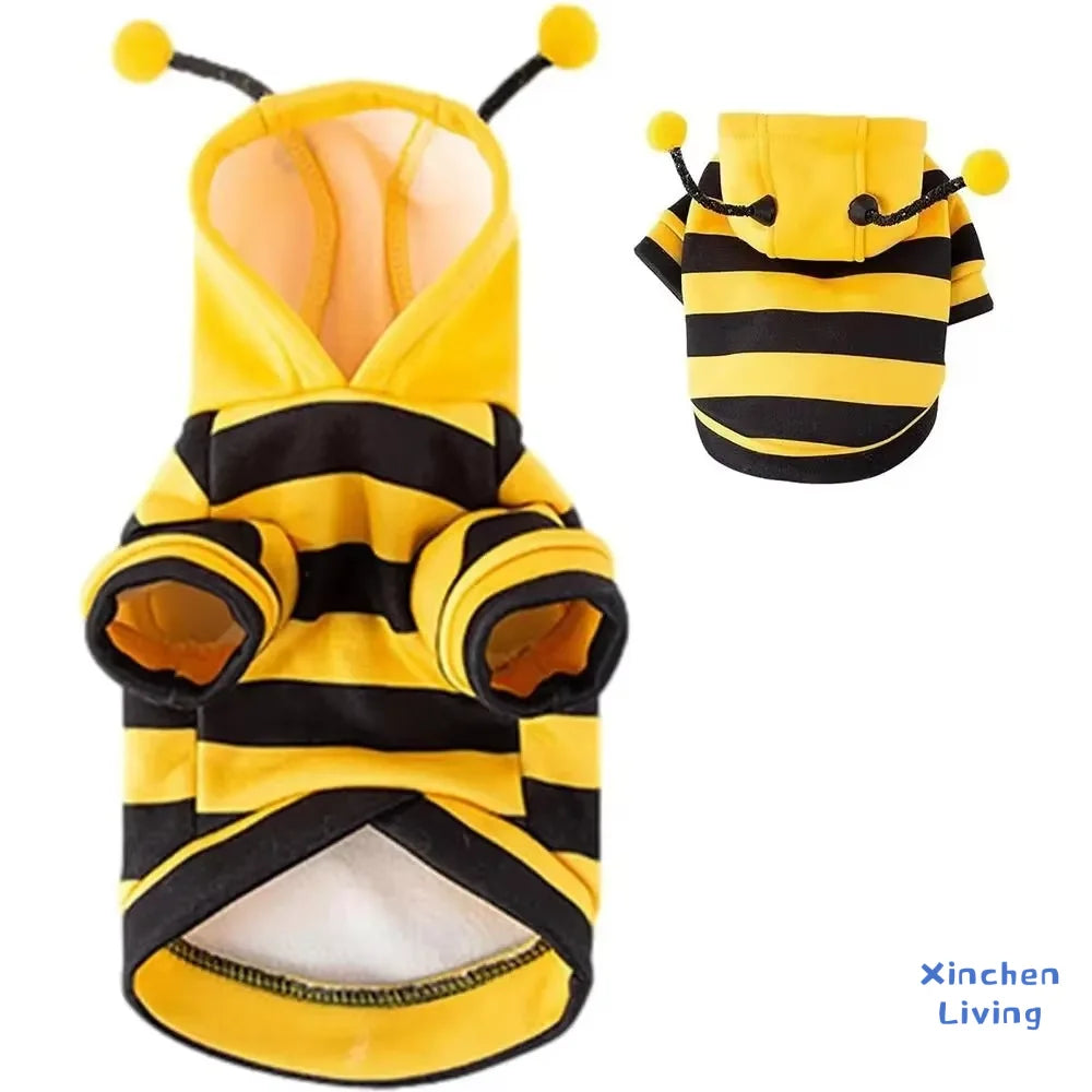 Bee Pet Puppy Coat Apparel Outfit Dog Halloween Hoodies Winter Cat Cosplay Costume Holiday Outfit For Small Medium Dogs & Cats