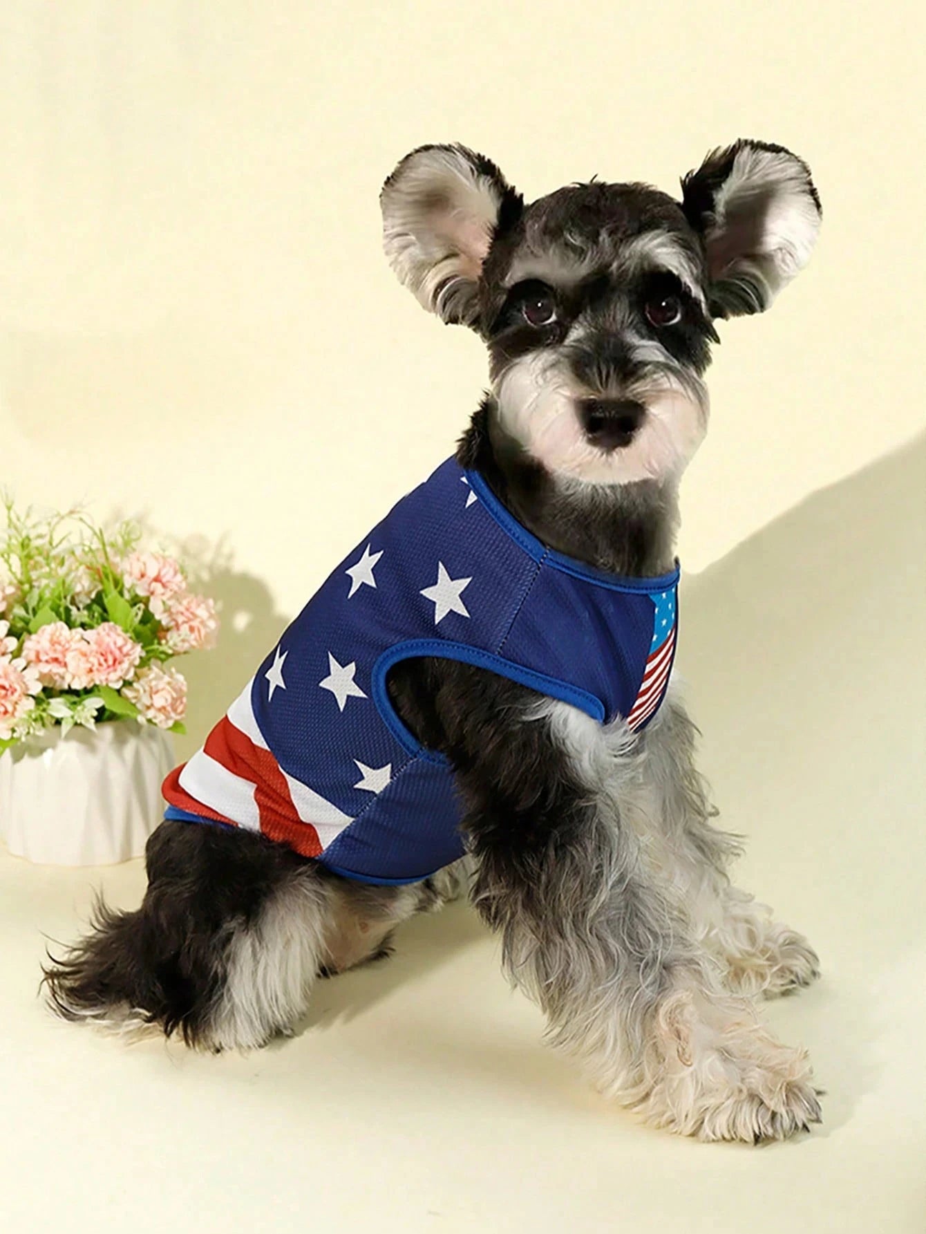 1pc Dog Usa Flag Print Tank Top Breathable Pet Vest For Puppy Cats Patriotic 4Th Of July Style Lightweight Quick Dry Dog Clothes