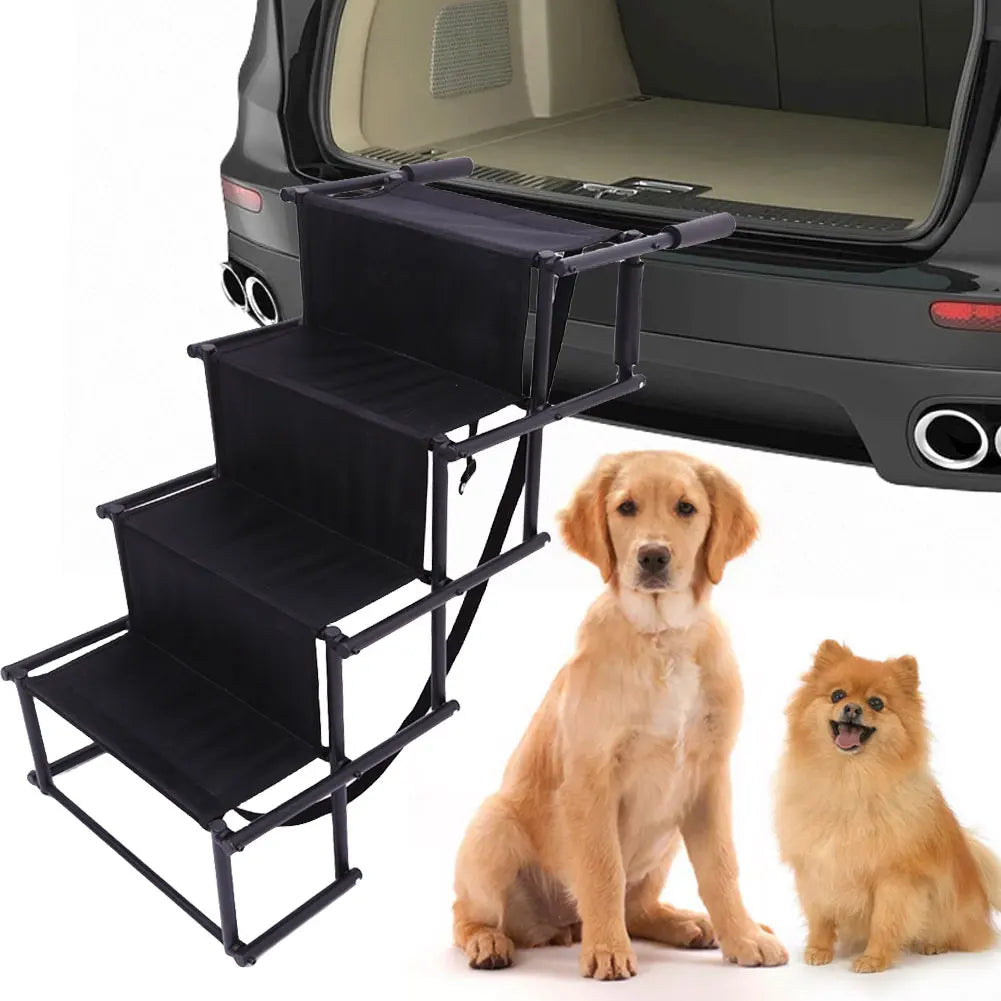 4 Steps Pet Ramp Foldable Dog Pet Ramp with Nonslip Surface Pet Ladder Dog Car Steps Folding Pet Stairs Ramp for Car