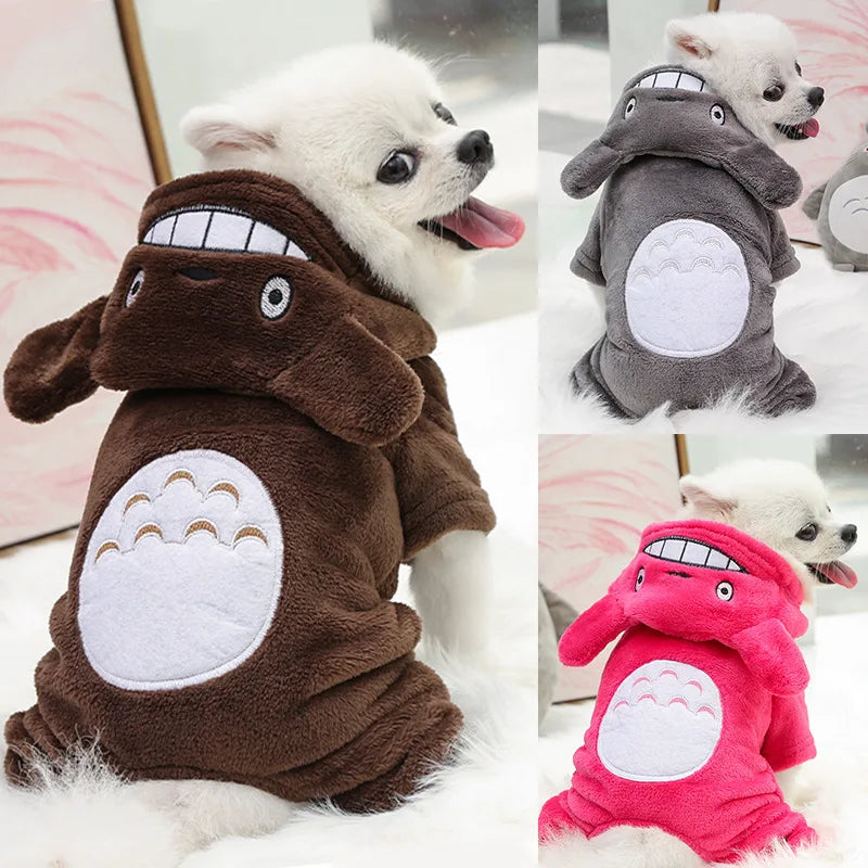 New Fluffy Warm Autumn Winter Four Legs Dog Cat Jumpsuit Cosplay Costume For Teddy Pomeranian Small Dogs Cats Pet Supplies
