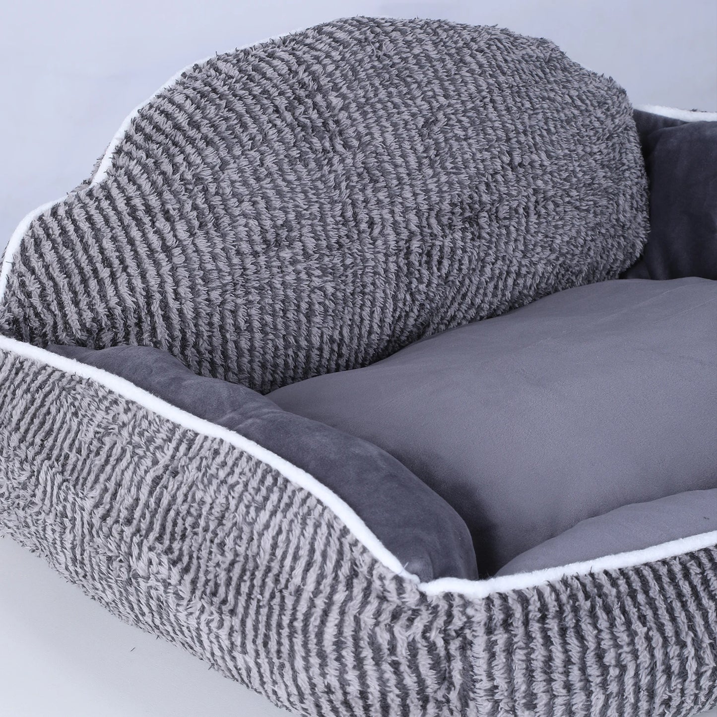 Striped Pets Cat Sleep Bed Pet Kennel Cushion Bed for Dog Cat Sofa Ergonomic Shell-Shaped Backrest Washable for Puppy Sleeping