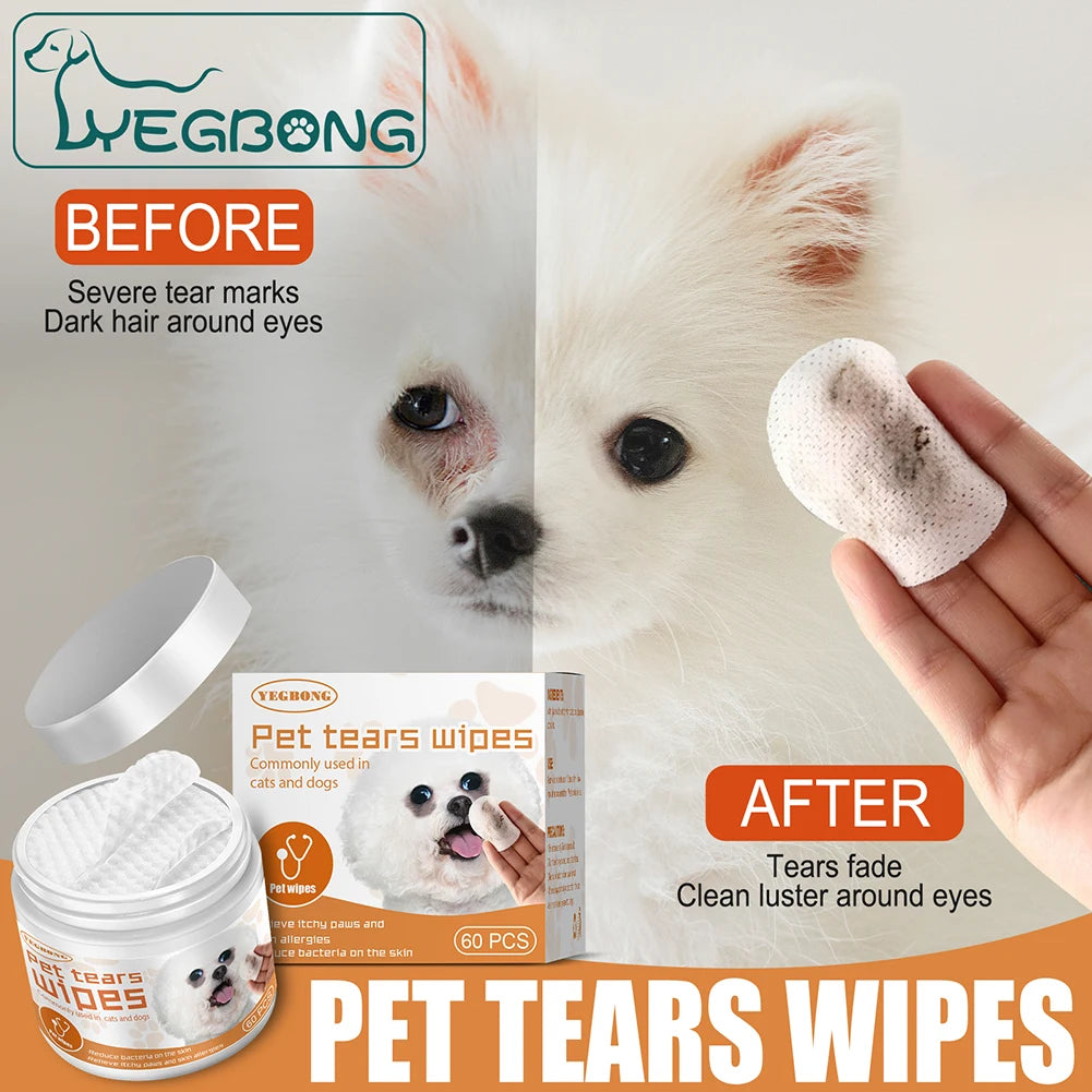 60pcs/set Wet Wipes Universal Disposable Non-woven Cleaning Wipes Ear Stain Remover Dog Wet Wipes Grooming Tools Pet Accessories